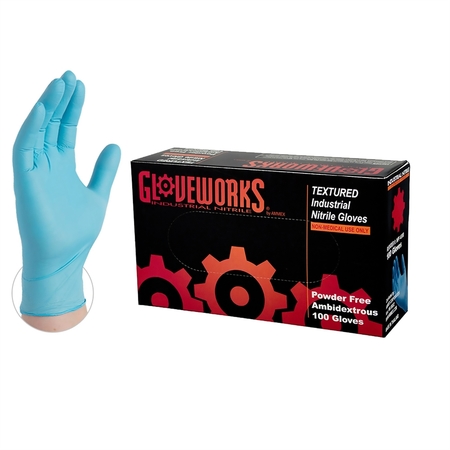 Ammex Nitrile Disposable Gloves, 5 mil Palm, Nitrile, Powder-Free, M, 100 PK, Blue INPF44100